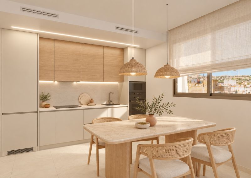 Sea Essence 2 Santa Pola — open-plan kitchen and dining area
