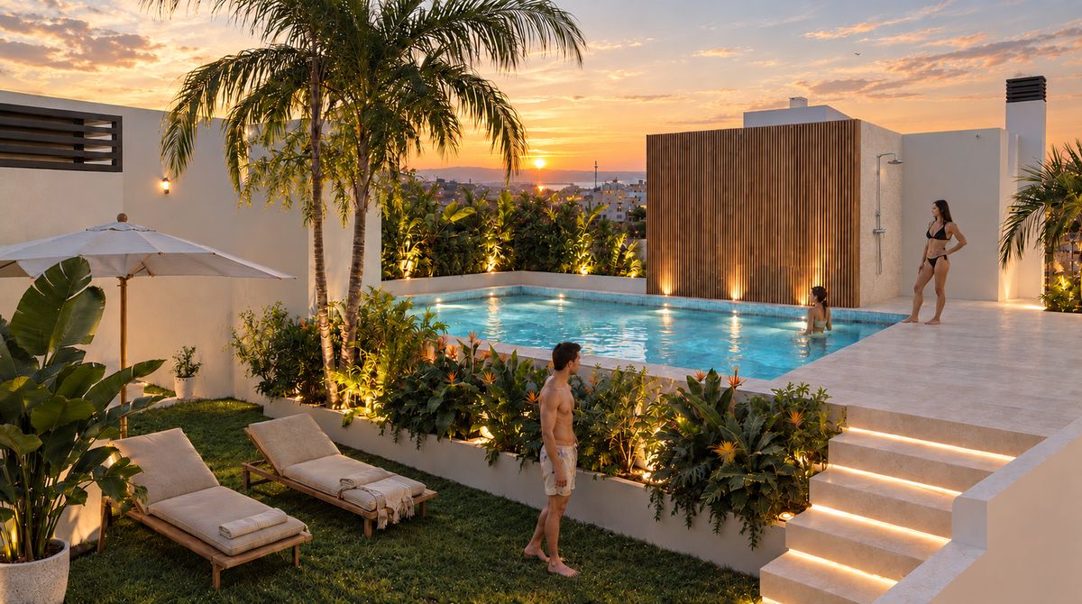 Sea Essence 2 Santa Pola — rooftop pool at sunset